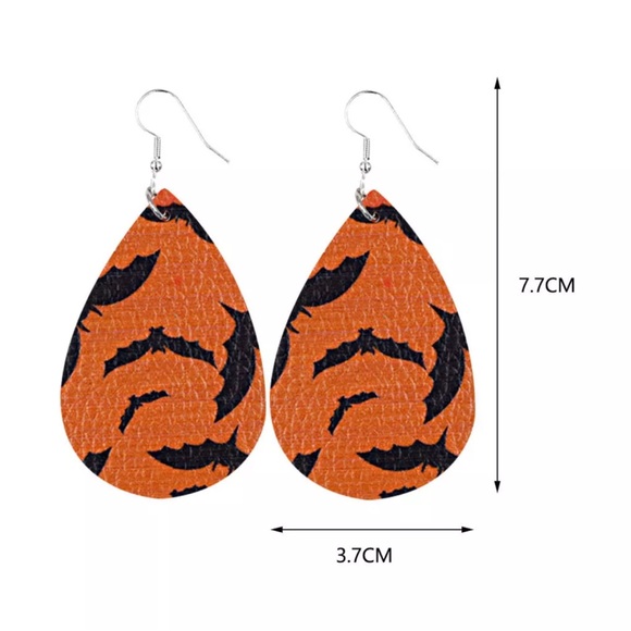 Fashion Trend Personality Leather Pattern Drop Earrings Jewelry Gift - Picture 4 of 4